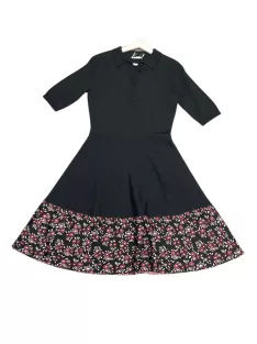Blumarine olasz - Fekete kötött ruha virágos aljjal