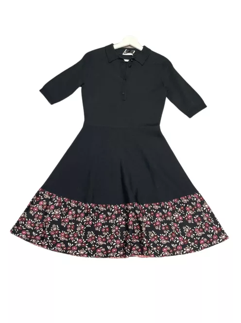 Blumarine olasz - Fekete kötött ruha virágos aljjal