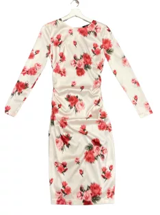 Blumarine olasz - Fehér rózsaszín virágos hosszú ruha
