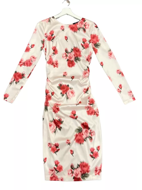 Blumarine olasz - Fehér rózsaszín virágos hosszú ruha