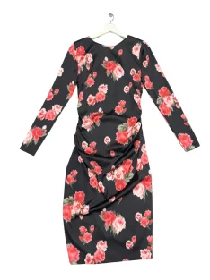 Blumarine olasz - Fekete rózsaszín virágos hosszú ruha